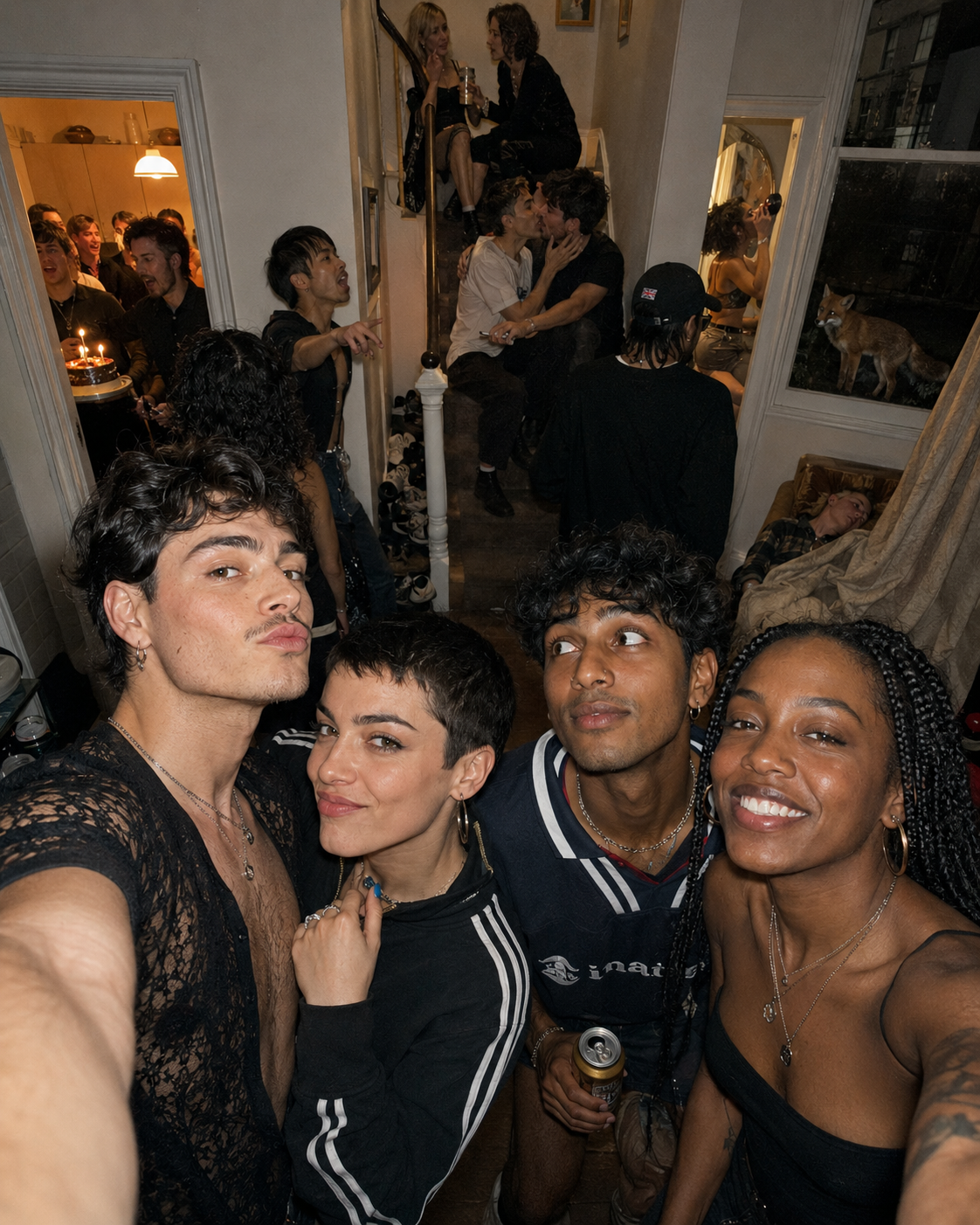 Friends at a house party